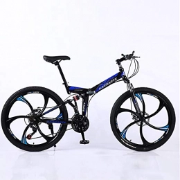 HHRen Fahrräder HHRen High-Carbon Steel Mountainbike 21-Gang-Rad-Durchmesser (61 / 66Cm) 6-Achsen-Folding Mountain Bike Student Outdoor Sport Bike Rennrad, Blau, 66cm