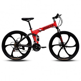 HJRBM Fahrräder HJRBM Mountainbike， 26 Zoll 21-Gang Mountainbike Fahrrad， mit Doppelscheibenbremse Klapprad， Verdickter Kohlenstoffstahlrahmen， 6 Messerrad jianyou (Farbe : Rot)