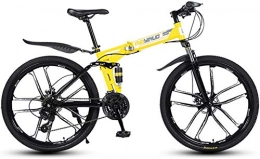 CZYNB Zusammenklappbare Mountainbike Hochwertig 26 Zoll Folding Mountain Bike for Erwachsene, leichten Aluminiumrahmen Voll Suspention Rennräder mit Federgabeln Scheibenbremse (Color : Yellow 10 Spoke, Size : 24 Speed)