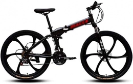 CZYNB Zusammenklappbare Mountainbike Hochwertig Erwachsene Mountain Bikes, 26 Stahl Carbon-Mountain Trail Bike High Carbon Stahl Full Suspension Rahmen Fahrräder Folding, 21 Speed? Dual-Scheibenbremsen Fahrrad (Color : Black)