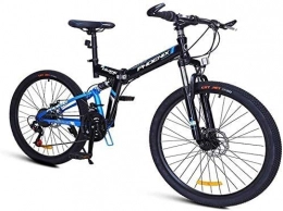CZYNB Zusammenklappbare Mountainbike Hohe Qualität Mountain Bikes, 24-Gang-Folding High-Carbon Stahlrahmen Mountain Trail Fahrrad, Doppelaufhebung Kinder Erwachsene Herren Berg (Color : Blue, Size : 24Inch)