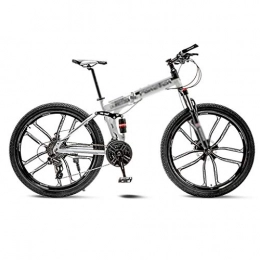 Hong Yi Fei-shop Fahrräder Hong Yi Fei-shop Rennräder White Mountain Bike Fahrrad 10 Spoke Wheels Folding 24 / 26 Zoll-Doppelscheibenbremsen (21 / 24 / 27 / 30 Speed) Faltbares Fahrrad für Erwachsene (Color : 27 Speed, Größe : 24inch)