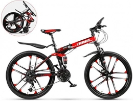 HongLianRiven Zusammenklappbare Mountainbike HongLianRiven BMX 24 Zoll Boy Mountainbike, 10 Messer EIN Rad High-Carbon Stahl faltbares Fahrrad, Unisex, Double Shock Variable Speed Fahrrad 7-20 (Color : Red, Size : 24in (30 Speed))