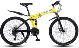 HongLianRiven BMX Folding Variable Speed 26 Zoll Mountainbike, 21-24 - 27 Beschleunigt Leichte hochgekohlt Stahlrahmen-Bikes, Stodmpfung Doppelscheibenbremse 5-25 (Color : Yellow, Size : 24speed)