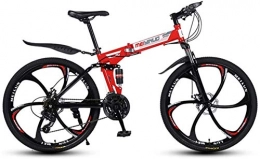 HongLianRiven Fahrräder HongLianRiven BMX Mnner Mountainbike, Folding 26 Zoll Carbon Steel Fahrrder, Double Shock Variable Speed Erwachsene Fahrrad, 6-Messer Integrierte Rad 7-20 (Color : Red, Size : 26 in (21 Speed))