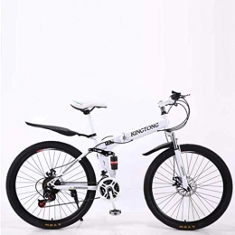 HongLianRiven Fahrräder HongLianRiven BMX Mountainbike Faltrder, 24-Gang-Doppelscheibenbremse Fully Anti-Rutsch, leichte Alurahmen, Federgabel, mehr Farben 7-14 (Color : White1, Size : 26 inch)