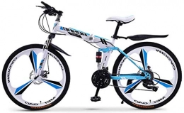 HongLianRiven Fahrräder HongLianRiven BMX Mountainbike, Folding 24 Zoll Carbon Steel Fahrräder, Double Shock Variable Speed ​​Erwachsene Fahrrad, 3-Messer Integrated Rad 7-20 (Color : White, Size : 24in (21 Speed))