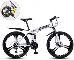 HongLianRiven Fahrräder HongLianRiven BMX Männer Mountainbike, Folding 26 Zoll Carbon Steel Fahrräder, Double Shock Variable Speed ​​Erwachsene Fahrrad, 3-Messer Integrated Rad 7-20 (Color : White, Size : 26 in (27 Speed))