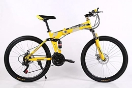 HRTX Zusammenklappbare Mountainbike HRTX 26-Zoll-Mountainbikes, Mountainbike mit fetten Reifen für Erwachsene, 24-Gang-Fahrrad, Rahmen aus Kohlenstoffstahl, Dual-Vollfederung, Dual-Scheibenbremse