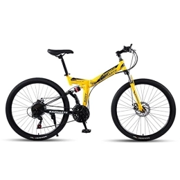 HTCAT Fahrräder HTCAT Fahrrad, Mountainbike, faltbar, weicher Heckrahmen, Doppelscheibenbremsen, tragbare Erwachsene, Dschungelpfade, verschneite Strände. (Color : Yellow, Size : 26 inch 27 Speed)