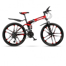 HWZADQOMWN Fahrräder HWZADQOMWN Faltrad, Mountainbike Tragbarer Erwachsener Kleine Schüler männlich Fahrrad Folding Träger Fahrrad Übungs-Fahrrad Rennrad Mens-Fahrrad (Color : Black Red, Size : 30 speed-26 inches)