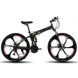 HXwsa Adult Mountainbike, 26 Zoll-Räder, Mountain Trail Bike High Carbon Stahl Folding Outroad Fahrräder, 21-Gang-Fahrrad Fully MTB Gears Doppelscheibenbremsen Fahrrad,A