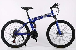 Hycy Zusammenklappbare Mountainbike Hycy 26-Zoll-Mountainbike 21-Fach-Faltende Doppelscheibenbremsen Geschwindigkeit Doppelte Stoßdämpfung EIN Rad Mountainbike, Blue