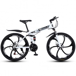 Insole Fahrräder Insole Adult Mountainbike, 26 Zoll Mit Variabler Geschwindigkeit Folding High Carbon Stahlrahmen Stoßdämpfer Doppel-Scheibenbremsen Bike, Weiß, 27 Speed