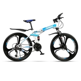 JHKGY Fahrräder JHKGY 24 / 26-Zoll-Mountainbike Mit Vollfederung, Faltrad, Speed Doppelscheibenbremse Erwachsenenrad, Blau, 26 inch 30 Speed
