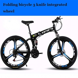 JINGQI Fahrräder JINGQI Rad-Durchmesser (61 / 66cm) Folding Mountain Bike 21-Gangschaltung Dual Shock Absorber Scheibenbremse Integrated Rad Fahrrad, Schwarz, 61cm