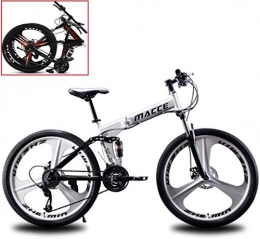 Jjwwhh Fahrräder Jjwwhh Zusammenklappbares Mountainbike, 26-Zoll-Doppelscheibenbremse mit 21-Gang-Geschwindigkeitsregelung und doppelter Stoßdämpfung für Erwachsene / White