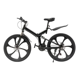 Jolre Fahrräder Jolre 26-Zoll-Faltrad, 21-Gang-Erwachsenen-Mountainbike, Doppelscheibenbremse Fahrrad, Rich Carbon Steel Fahrrad, Mountainbike, Unisex, schwarz.