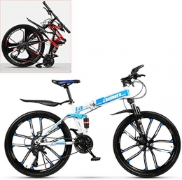 JSBVM Fahrräder JSBVM Falten Mountainbike 27 Geschwindigkeiten Rennrad Rahmen aus kohlenstoffhaltigem Stahl Doppelscheibenbremse für Erwachsene, Blau