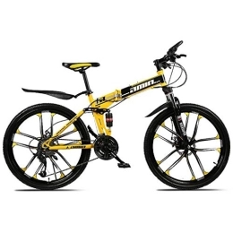 Kays Fahrräder Kays Mountainbike Mountainbike, 26 ‚‘ Zoll Faltbare Fahrräder 21 / 24 / 27 Geschwindigkeiten Damen / Herren MTB Leichte Carbon-Stahlrahmen Fully (Color : Yellow, Size : 21speed)