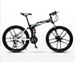 KEMANDUO Fahrräder KEMANDUO Folding Mountainbike, der Dämpfer Weiß Schwarz 24 Zoll zehn Doppel Schneidrad Mountainbike, Fahrrad Doppelscheibenbremsen Vollfederung, 24 Speed