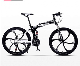 KEMANDUO Fahrräder KEMANDUO Folding Mountainbike, schwarz und weiß Doppeldämpfer 24 Zoll sechs Schneidrad Mountainbike, Doppelscheibenbremsen Fully, 27 Speed