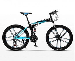 KEMANDUO Fahrräder KEMANDUO Folding VTT, blau-schwarz Doppelklappe 24 Zoll Schneidrad zehn Mountainbike, Doppelscheibenbremsen Fully, 27 Speed