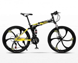 KEMANDUO Fahrräder KEMANDUO Folding VTT, die Dämpfer sechs Doppel gelb 24 Zoll Rad Mountainbike, Doppelscheibenbremsen Fully Cutter, 27 Speed