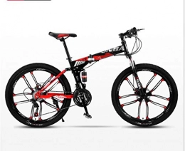 KEMANDUO Fahrräder KEMANDUO Folding VTT, rot und schwarz Doppelklappe 24 Zoll Schneidrad zehn Mountainbike, Doppelscheibenbremsen Fully, 27 Speed