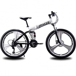 WXXMZY Fahrräder Klappfahrräder, Mountainbikes, 26-Zoll-Scheibenbremsen-Herrenfahrräder, Faltbarer Rahmen 21 / 24 / 27, Dreispeichenrad-Doppelfahrrad (Color : White, Speed : 24speed)