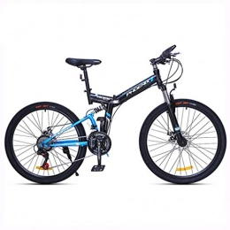 Klapprder Fahrräder Klappräder Fahrräder Folding Mountainbike Erwachsene mit Variabler Geschwindigkeit Fahrrad 24 Zoll Männer und Frauen kreuzen Land Fahrrad Qualität Stoßdämpfer (Color : Blue, Size : 24inches)