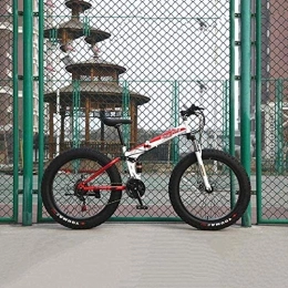 KRXLL Fahrräder KRXLL Mountainbikes Hochkohlenstahl-Softfail-Klapprad Offroad-Fahrrad Verstellbarer Sitz Doppelte Stoßdämpfung-weiß Rot