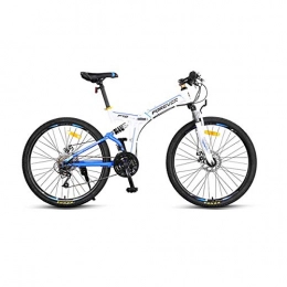 KUQIQI Mountainbike, Off-Road-Fahrrad mit Variabler Geschwindigkeit, Faltender Doppel-Dmpfer mit weichem Heck, Studentenfahrrad, Doppelscheibenbremse (Color : White, Edition : 24 Speed)