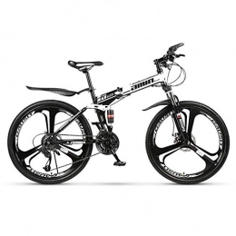 KXDLR Zusammenklappbare Mountainbike KXDLR 26" Dual Suspension Mountain Bike 24-Speed ​​High-Carbon Stahlrahmen Und Doppelscheibenbremsen, Weiß