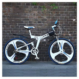 KXDLR Zusammenklappbare Mountainbike KXDLR Mountain Bike Mit Doppelaufhebung High Carbon Stahl Faltrahmen 26-Zoll-27-Gang-Getriebe Für Treck Und Trekking Verwendet Werden, Weiß