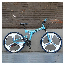 KXDLR Zusammenklappbare Mountainbike KXDLR Mountainbike-Fahrräder Fahrrad Radfahren Bike 24-Gang-Doppelscheibenbremsen Federgabel Fahrrad 26" High Carbon Steel Faltrad, Blau