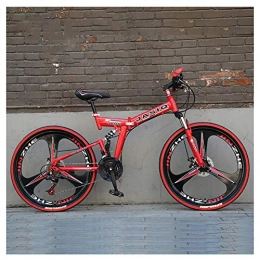 KXDLR Zusammenklappbare Mountainbike KXDLR Mountainbike-Fahrräder Fahrrad Radfahren Bike 24-Gang-Doppelscheibenbremsen Federgabel Fahrrad 26" High Carbon Steel Faltrad, Rot