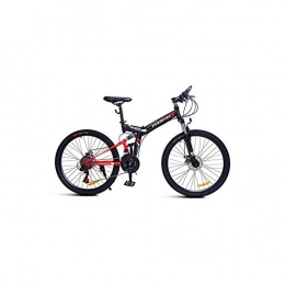 LANSHAN Zusammenklappbare Mountainbike LANSHAN Phoenix Faltrad for Männer und Frauen Doppel-Stoßdämpfer 24 Geschwindigkeit Erwachsener Doppelscheibenbremsen Mountainbike A3.0 26 Zoll Schwarz Rot (Color : Black Red)