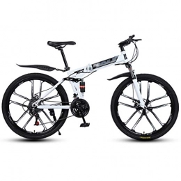 LAX Zusammenklappbare Mountainbike LAX High-Carbon Stahl Doppelscheibenbremse Folding Mountain Bike, 24 Geschwindigkeitsdmpfung Fahrrad, Wei