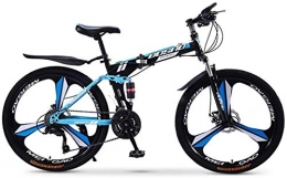 LAZNG Fahrräder LAZNG Mountainbike, Folding 24 Zoll Carbon Steel Fahrrder, Double Shock Variable Speed Erwachsene Fahrrad, Herrenrad for einen Weg, Trail und Gebirge (Farbe : Blau, Gre : 24in (24 Speed))