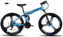 LBWT Zusammenklappbare Mountainbike LBWT Adult Outdoor Fahrrad, 24" Zoll Mountain Trail Bike, High-Carbon Stahlrahmen, 3-Speichen-Räder, 21 / 24 / 27 / 30 Geschwindigkeit, Mit Scheibenbremsen (Color : Blue, Size : 24 Speed)