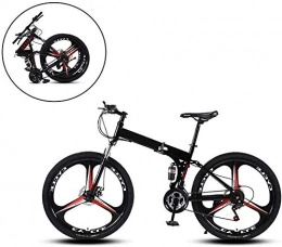 LBYLYH Fahrräder LBYLYH 26-Zoll-Mountainbikes, Folding High Carbon Stahlrahmen Mit Variabler Geschwindigkeit Doppelstoßdämpfung DREI Schneidrad Klapprad, Black, 24 Speed