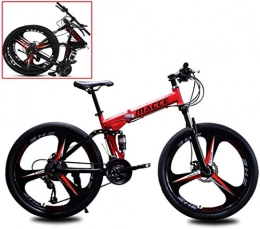 LCAZR Fahrräder LCAZR Zusammenklappbares Mountainbike, 26-Zoll-Doppelscheibenbremse mit 21-Gang-Geschwindigkeitsregelung und doppelter Stoßdämpfung für Erwachsene / Red