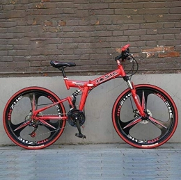 Leicht, Folding Mountain Bike for Erwachsene Männer und Frauen, High Carbon Steel Doppel-Hängerahmen-Gebirgsfahrrad, Magnesium Leichtmetallfelge Inventarfreigabe