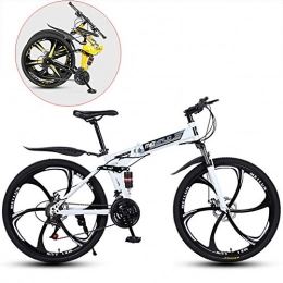 Lhh Faltbares Mountainbike, Rennrad, 21-Gang-Ultraleichtfahrrad mit Rahmen und Gabel aus kohlenstoffhaltigem Stahl, Doppelscheibenbremse, für Aerobic-Übungen, Ausdauertraining,Weiß