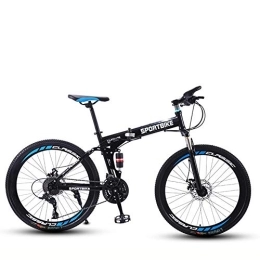 LHR Zusammenklappbare Mountainbike LHR Faltbares Mountainbike, 26-Zoll-Mountainbike Doppelte Stoßdämpfung Offroad-Trekking Speichenrad-geschwindigkeitsänderung Geeignet Für Erwachsene Jugendliche, Spoke Wheel Black Blue