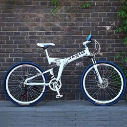 LHSUNTA Fahrräder LHSUNTA Mountain Folding Bike, 24-Zoll-Doppelscheibenbremse Vollfederung, rutschfeste Offroad-Rennräder mit Variabler Geschwindigkeit für Männer und Frauen