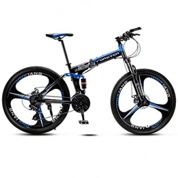 LHY SAVE Fahrräder LHY SAVE faltbares Mountainbike für Erwachsene, Aluminium-Vollgefederter Rahmen, Federgabel, Scheibenbremse, 66 cm, Jungenfahrrad & Herren-Mountainbike, mit 3 Schneidrädern L blau