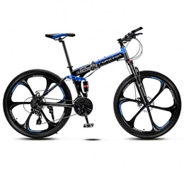 LHY SAVE Fahrräder LHY SAVE faltbares Mountainbike für Erwachsene, Aluminium-Vollgefederter Rahmen, Federgabel, Scheibenbremse, 66 cm, Jungenfahrrad & Herren-Mountainbike, mit 6 Schneidrädern L blau