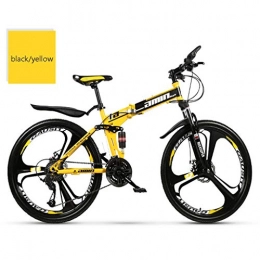 LIN Mountainbike, 21-Gang High Carbon Stahl Folding Outroad Fahrrder 26 Zoll Mountainbikes for Student (Color : Yellow)